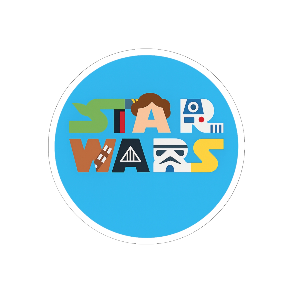 Star Wars Character Letters Logo Classic Round Sticker - Star Wars official Stickers merch