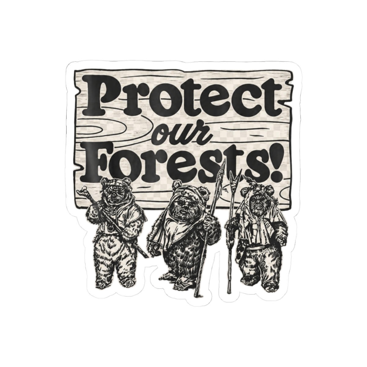 Protect Our Forests Bold Typography Eco Warrior Sticker