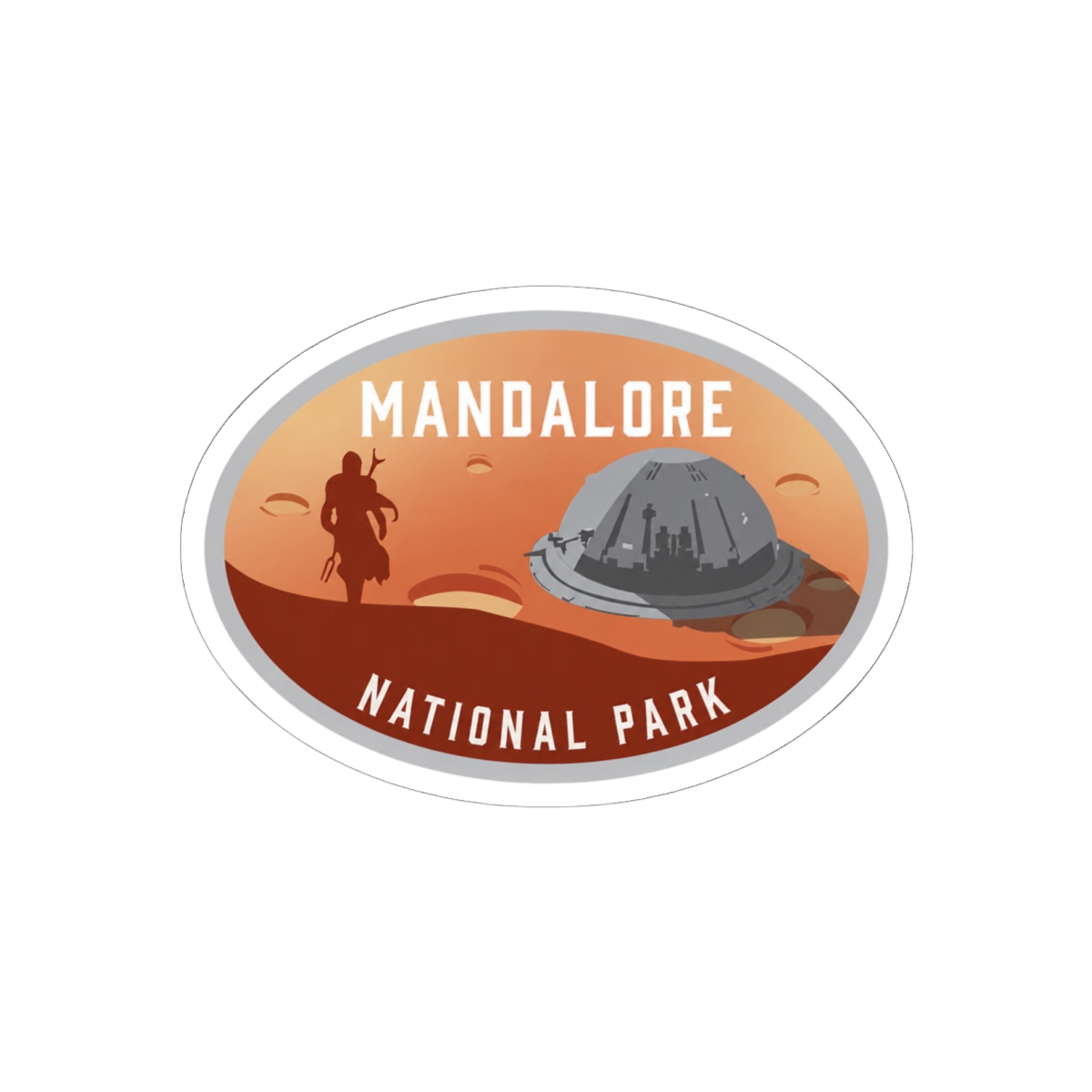 Mandalore National Park Retro Sci-Fi Sticker | Adventure Vinyl Decal